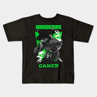 Hardcore Gamer Green Ninja Kids T-Shirt